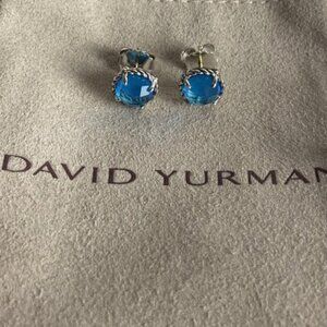 David Yurman Petite Chatelaine? Stud Earrings in Sterling Silver with Blue Topaz